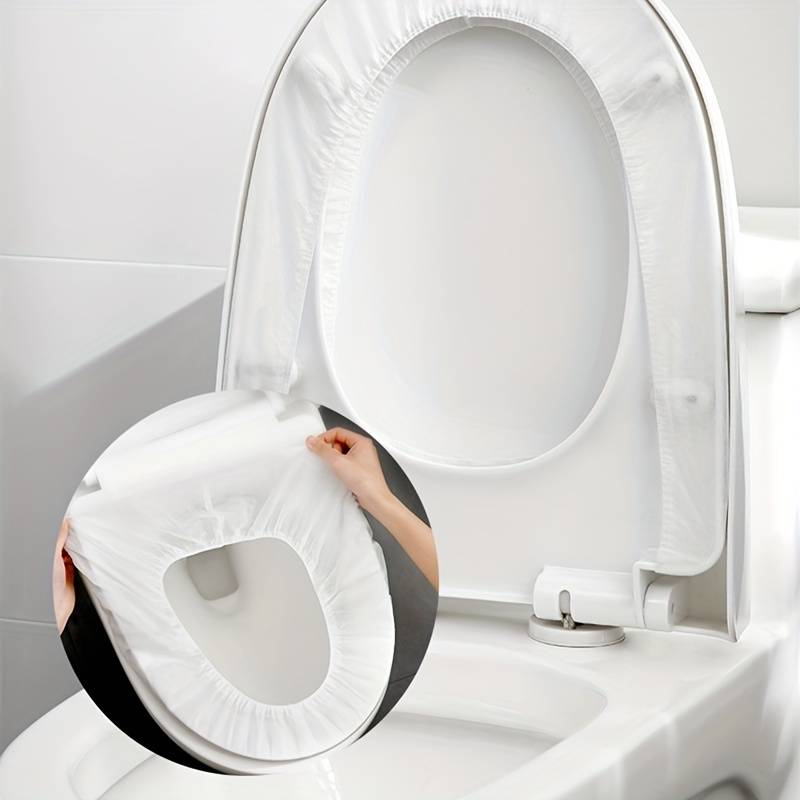 Set Of 10 Disposable Toilet Seat Cover, Non-woven Fabric Toilet Mat Seat Cover, Travel Camping Bathroom Accessories, Bathroom Toilet Paper Pack, Individually Wrapped Toilet Seat Cushion, Premium Elastic Strap Toilet Seat Cover Set Of 10 Disposable Toilet Seat Cover, Non-woven Fabric Toilet Mat Seat Cover, Travel Camping Bathroom Accessories, Bathroom Toilet Paper Pack, Individually Wrapped Toilet Seat Cushion, Premium Elastic Strap Toilet Seat Cover